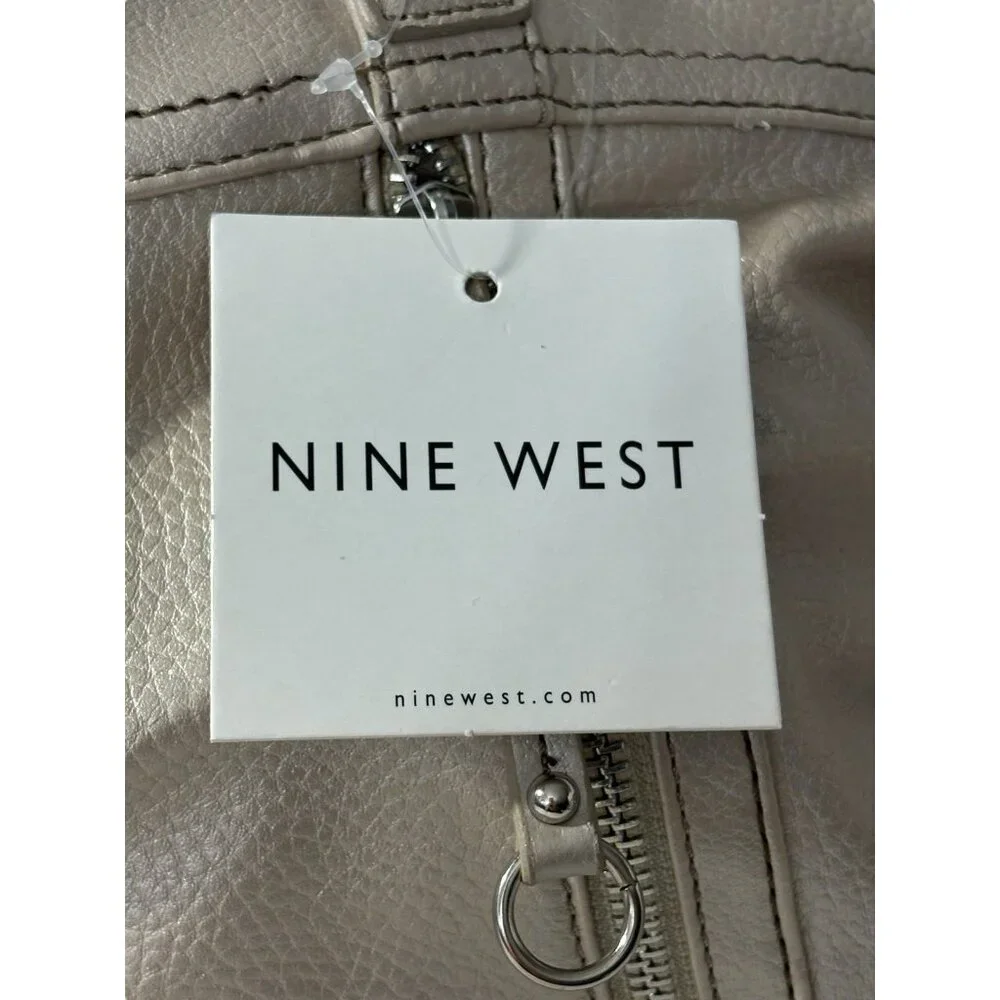 Nine West Tan Faux‎ Pebbled Leather Dual Handle Tote Purse Bag NWT Large READ